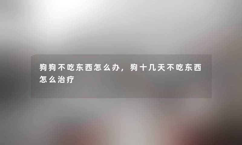 狗狗不吃东西怎么办,狗十几天不吃东西怎么治疗