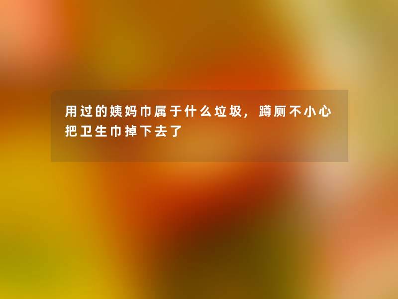 用过的姨妈巾属于什么垃圾,蹲厕不小心把卫生巾掉下去了