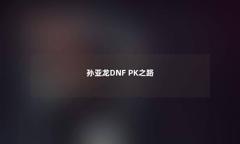 孙亚龙DNF PK之路