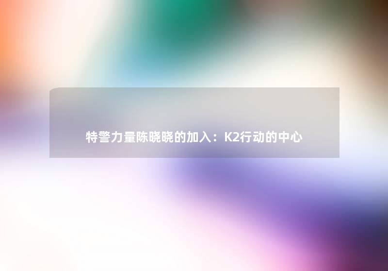 特警力量陈晓晓的加入：K2行动的中心