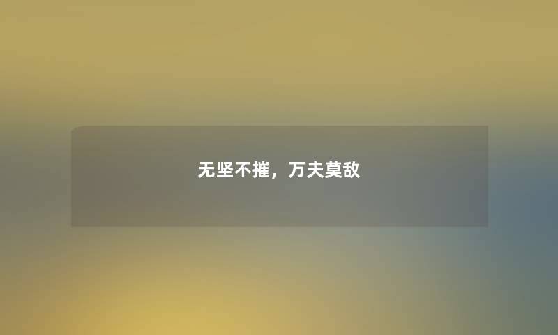 无坚不摧，万夫莫敌