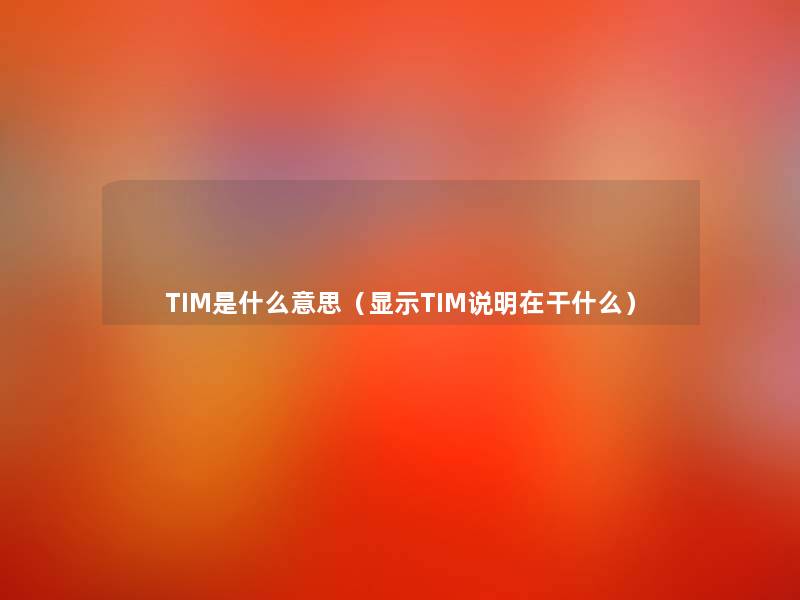 TIM是什么意思（显示TIM说明在干什么）