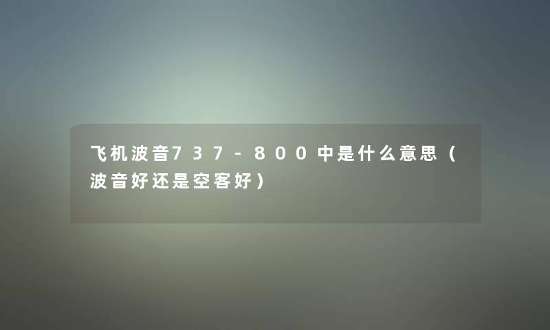 飞机波音737-800中是什么意思（波音好还是空客好）