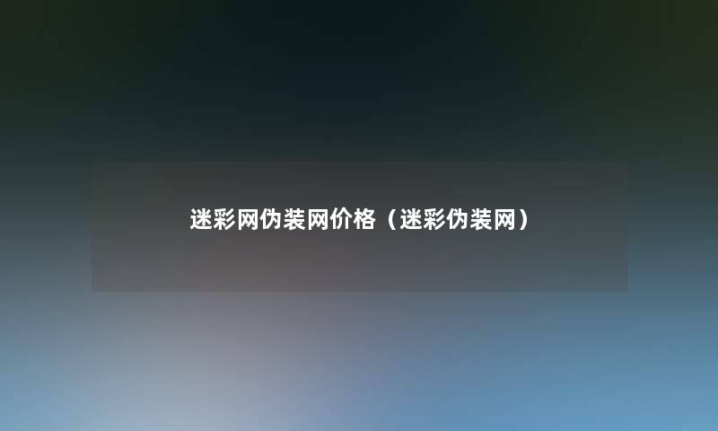 迷彩网伪装网价格（迷彩伪装网）