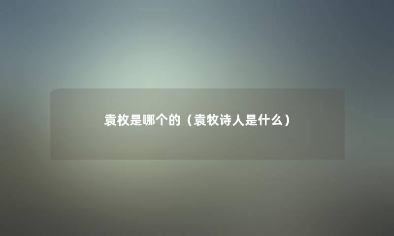 袁枚是哪个的（袁牧诗人是什么）