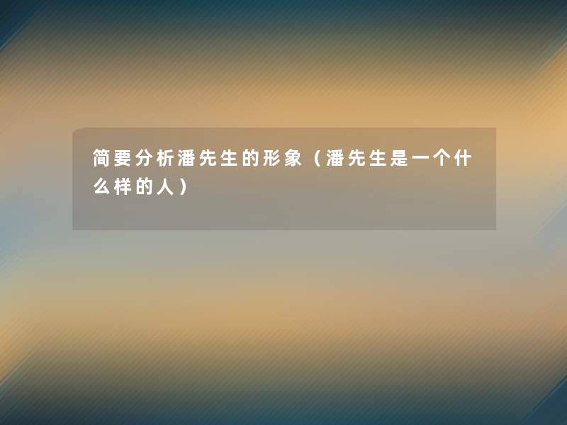 简要要说潘先生的形象（潘先生是一个什么样的人）