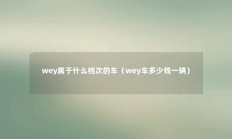 wey属于什么档次的车（wey车多少钱一辆）