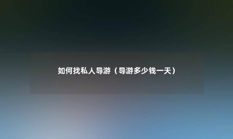 如何找私人导游（导游多少钱一天）