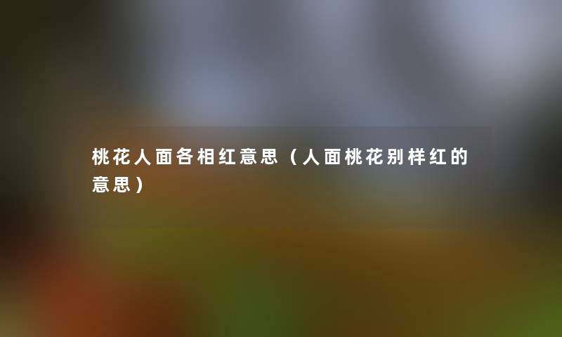 桃花人面各相红意思（人面桃花别样红的意思）