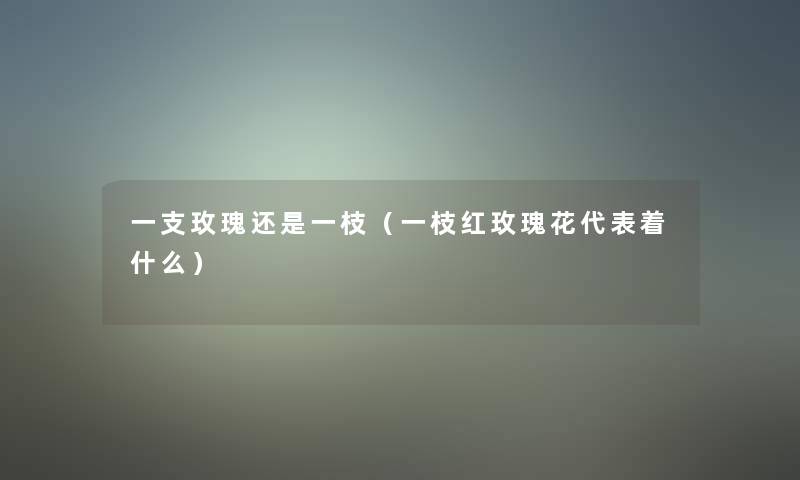 一支玫瑰还是一枝（一枝红玫瑰花代表着什么）