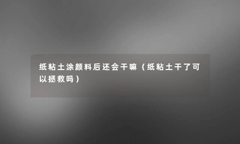 纸粘土涂颜料后还会干嘛（纸粘土干了可以拯救吗）