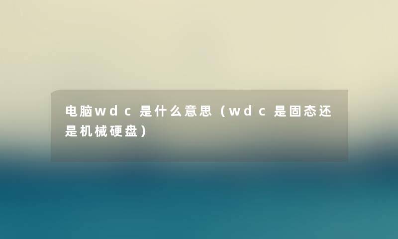 电脑wdc是什么意思（wdc是固态还是机械硬盘）