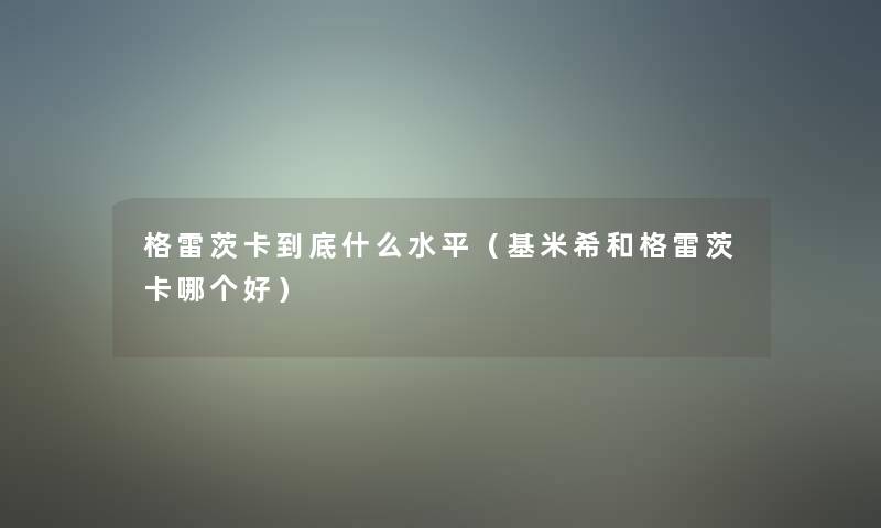 格雷茨卡到底什么水平（基米希和格雷茨卡哪个好）