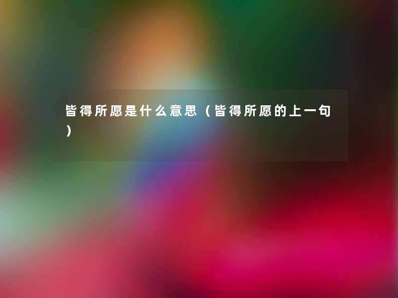 皆得所愿是什么意思（皆得所愿的上一句）