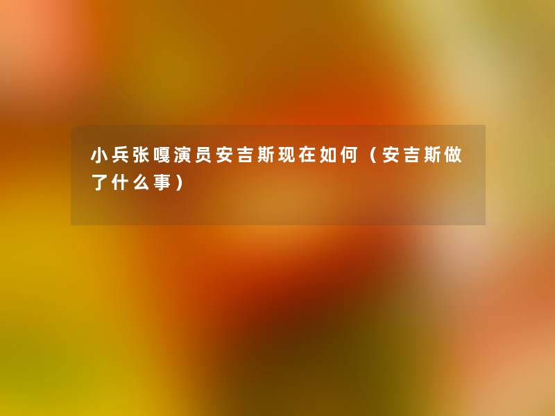 小兵张嘎演员安吉斯如何（安吉斯做了什么事）