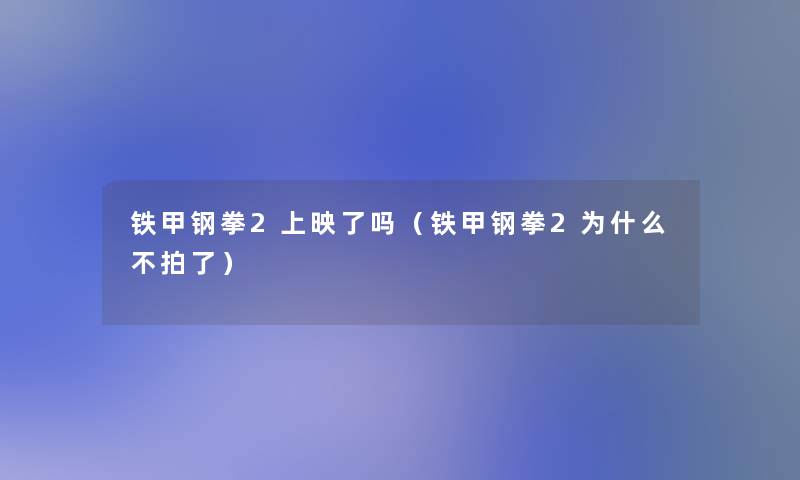 铁甲钢拳2上映了吗（铁甲钢拳2为什么不拍了）