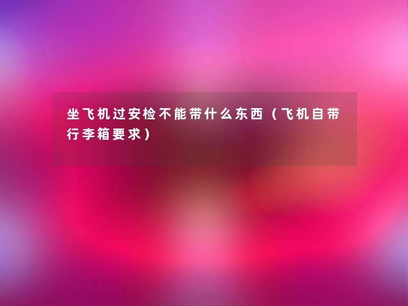 坐飞机过安检不能带什么东西（飞机自带行李箱要求）