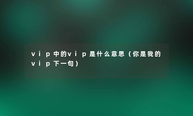 vip中的vip是什么意思（你是我的vip下一句）