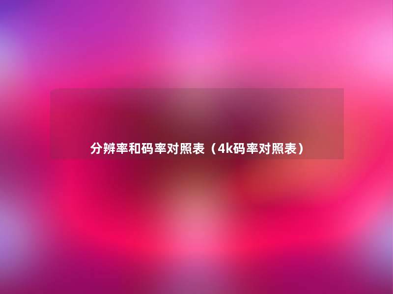 分辨率和码率对照表（4k码率对照表）