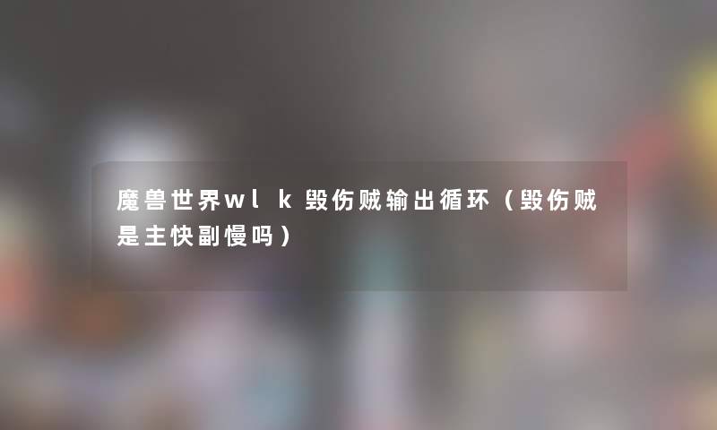 魔兽世界wlk毁伤贼输出循环（毁伤贼是主快副慢吗）