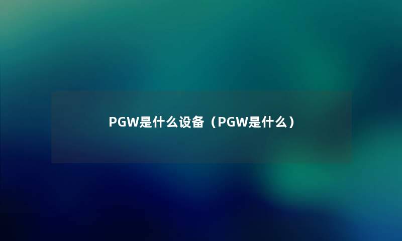 PGW是什么设备（PGW是什么）