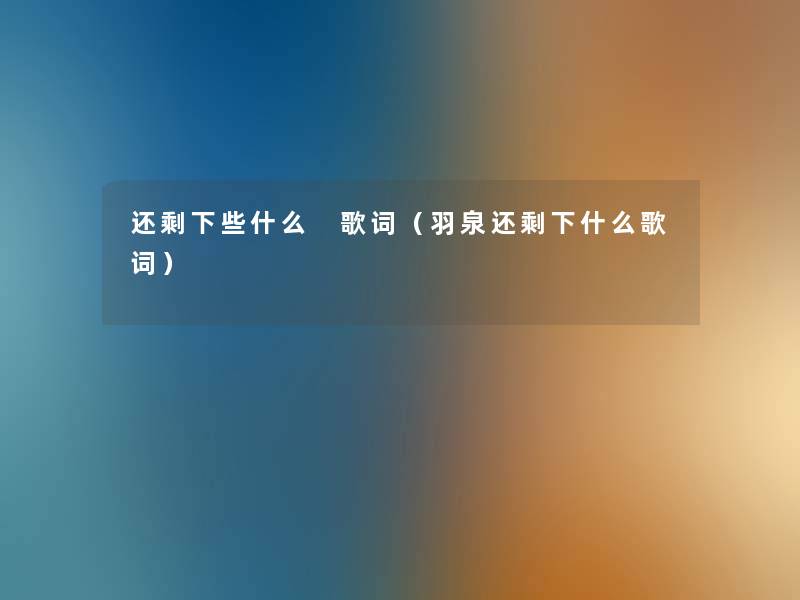 还剩下些什么 歌词（羽泉还剩下什么歌词）