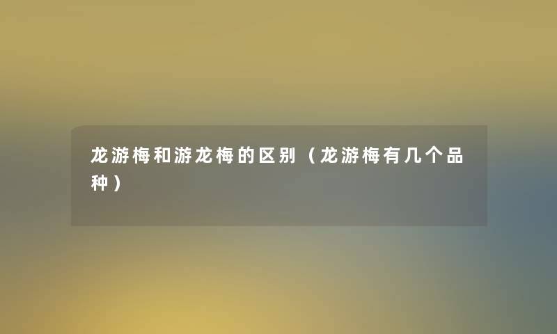 龙游梅和游龙梅的区别（龙游梅有几个品种）