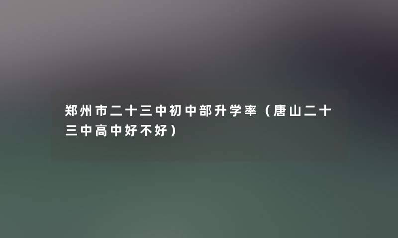 郑州市二十三中初中部升学率（唐山二十三中高中好不好）