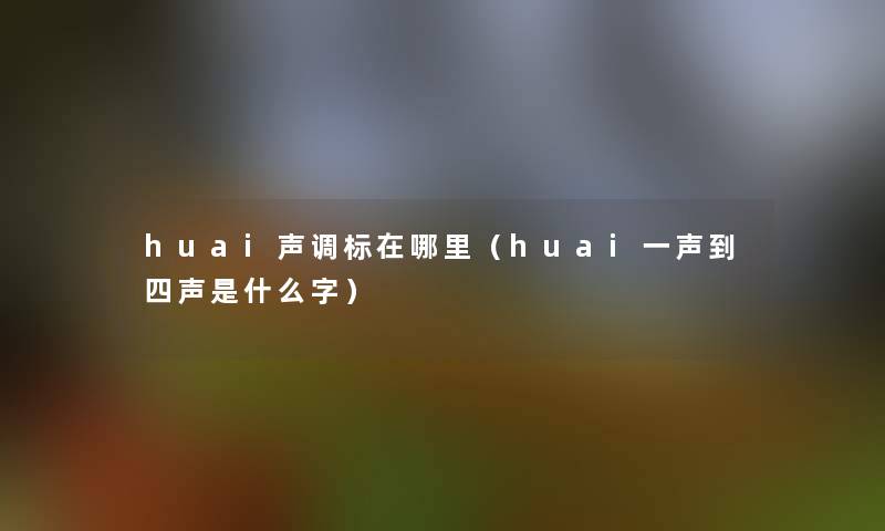 huai声调标在哪里（huai一声到四声是什么字）