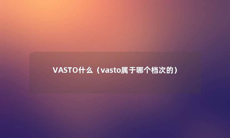 VASTO什么（vasto属于哪个档次的）