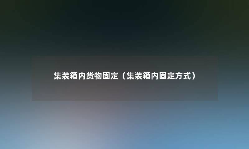 集装箱内货物固定（集装箱内固定方式）