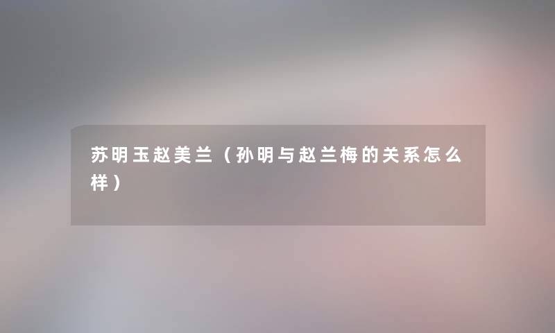 苏明玉赵美兰（孙明与赵兰梅的关系怎么样）