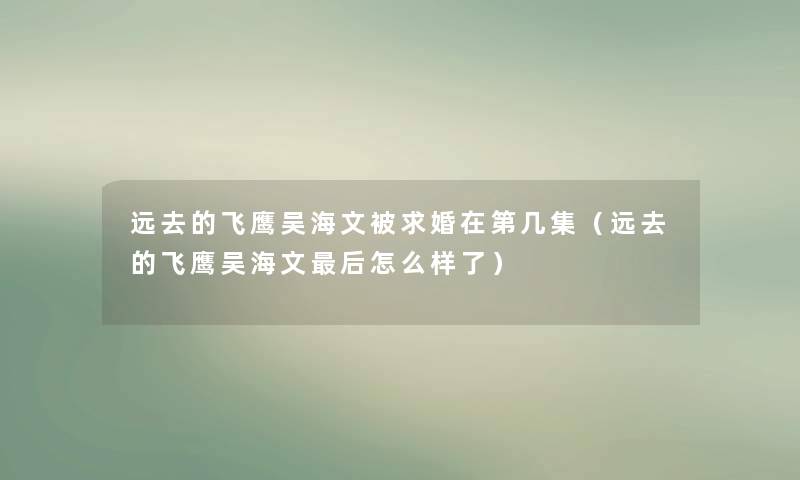 远去的飞鹰吴海文被求婚在第几集（远去的飞鹰吴海文这里要说怎么样了）